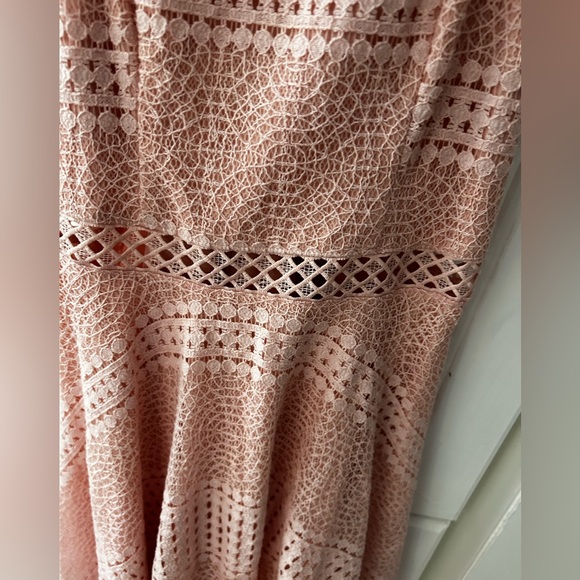 EUC City Studio Blush Lace Sleeveless Dress w/Asymmetrical Neckline, Lined - Picture 3 of 14